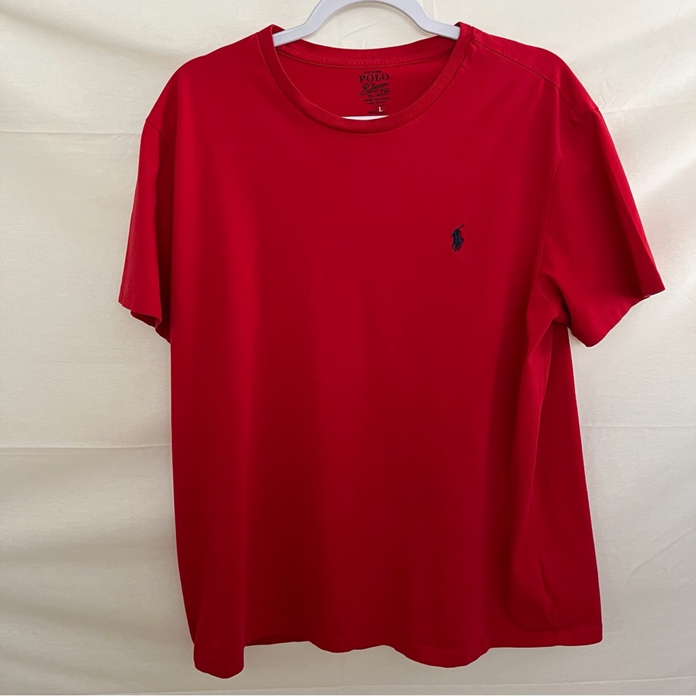 Polo Ralph Lauren Red with Baby Blue Pony T-Shirt Men’s Size Large